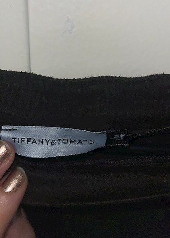Tiffany Tomato Drapeli Siyah Midi Uzun Etek