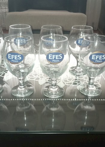 Efes Logolu Beyaz Ayaklı Bardak Seti - Görsel 3