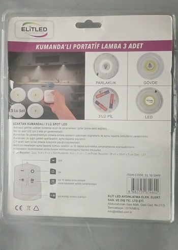 ElitLED Kumandalı 3'lü Portatif Beyaz Lamba - Görsel 3