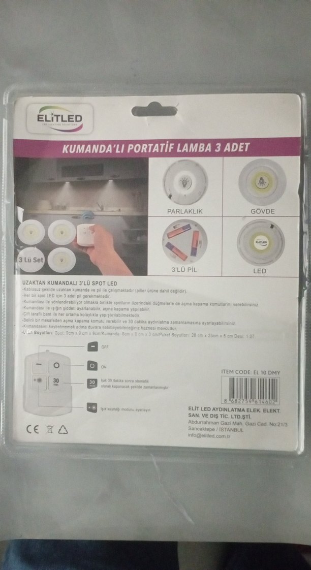 ElitLED Kumandalı 3'lü Portatif Beyaz Lamba - Görsel 3