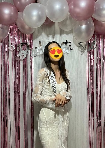 Uzun Kol dantel detaylı  Beyaz Gelinlik nikah elbisesi - Görsel 3