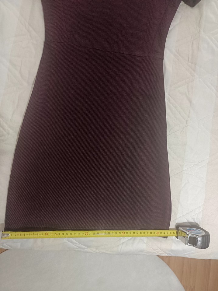 Bordo Kısa Kollu Kadın Elbise - Görsel 5