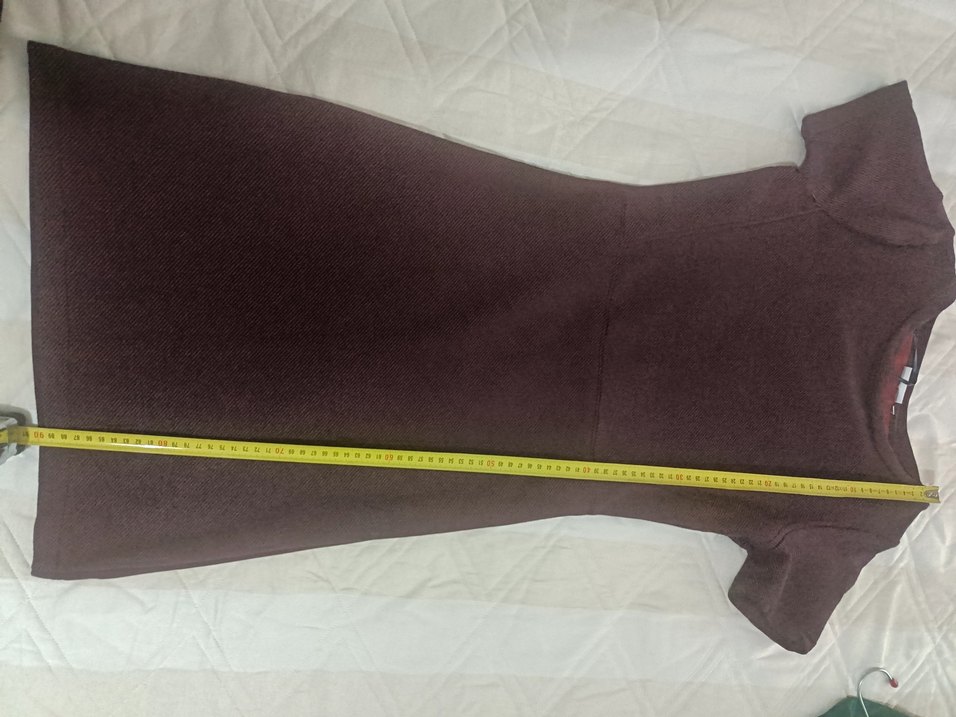 Bordo Kısa Kollu Kadın Elbise - Görsel 2