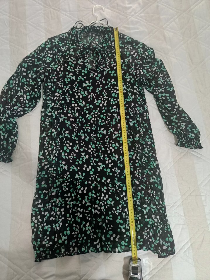 Yeşil Bağcıklı Uzun Kollu Midi Elbise - Görsel 2