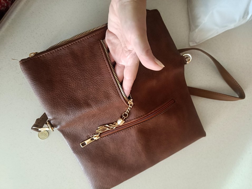 Kahverengi  Suni Deri Kadın Çanta - Görsel 4