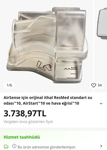 Beden Renk Resmed airtouch F20 su odası