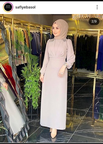 Bej Drapeli Uzun Abiye Elbise - Görsel 3