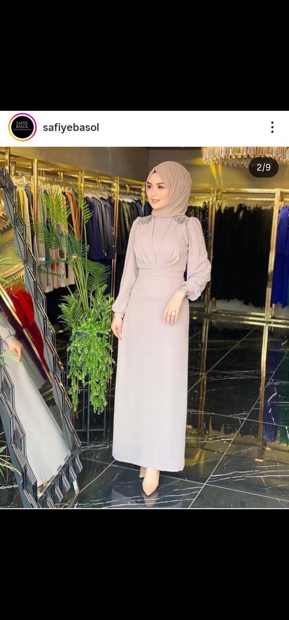 Bej Drapeli Uzun Abiye Elbise - Görsel 3