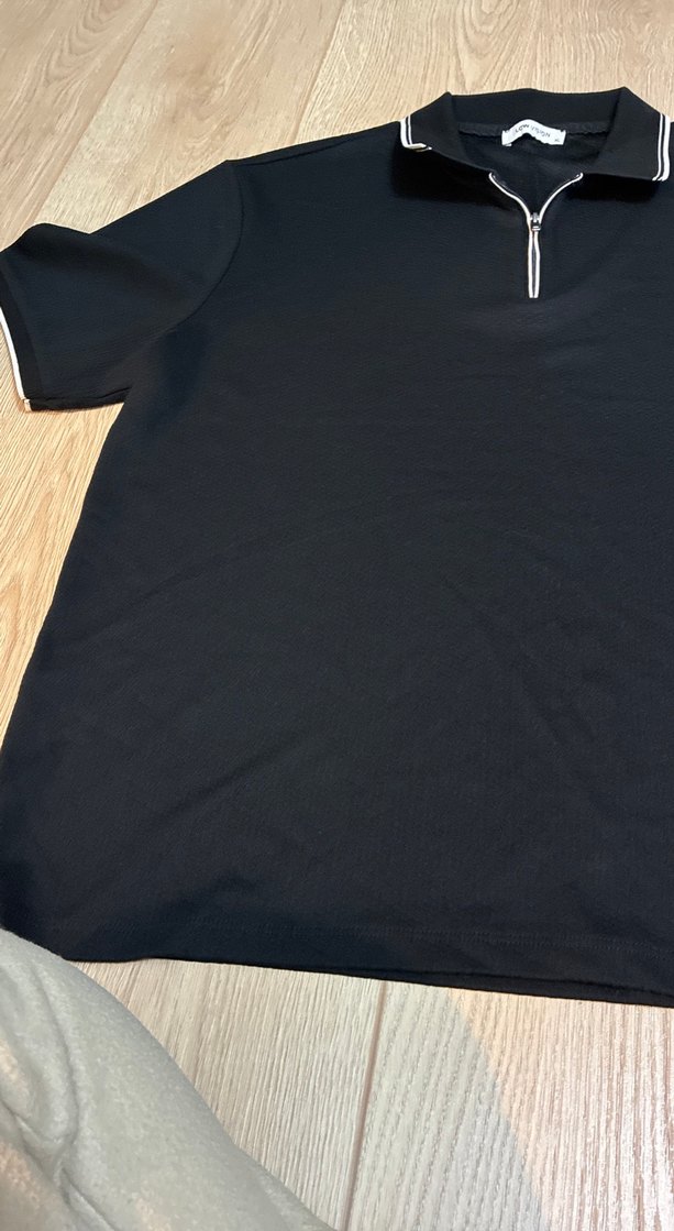 Erkek Siyah Fermuarlı Polo Tişört - Görsel 2