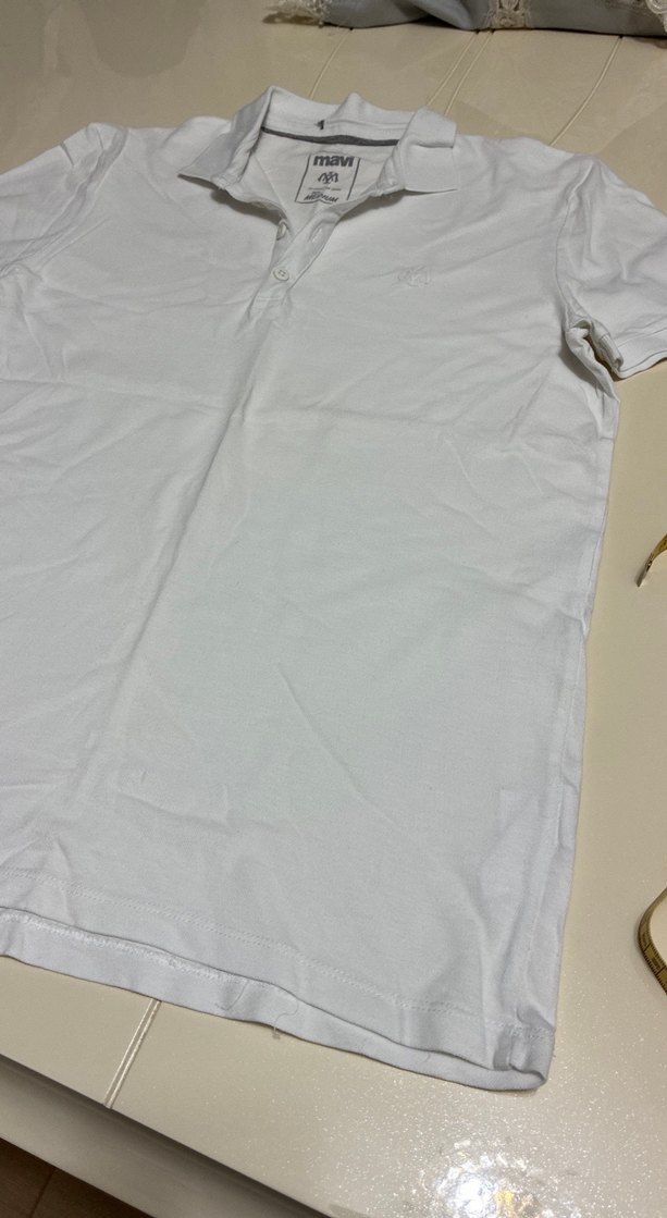 Erkek Beyaz Kısa Kollu Klasik Polo Tişört - Görsel 4