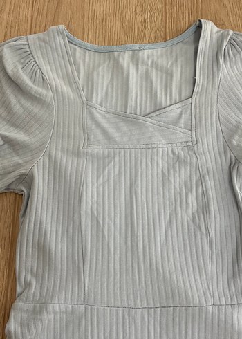 Mavi Kısa Kollu Midi Elbise - Görsel 2