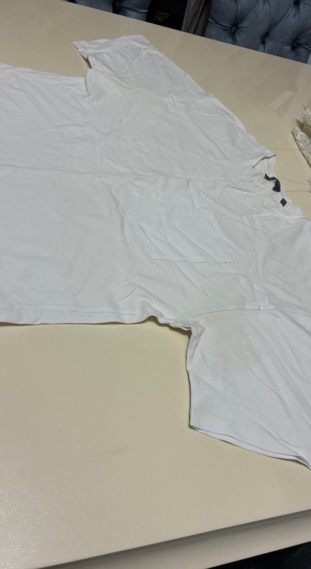 Erkek Beyaz penye  Kısa Kollu Tişört - Görsel 4