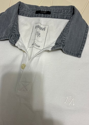 Gri Yaka Detaylı Erkek Beyaz Polo Tişört - Görsel 2