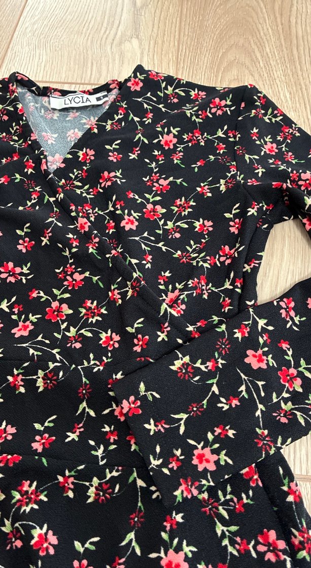 Çiçek Desenli Uzun Kollu Bohem Elbise - Görsel 2