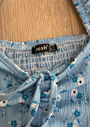 Mavi Çiçekli V Yaka Midi Elbise - Görsel 2