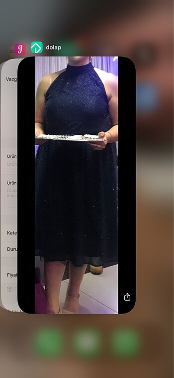 Abiye inci taşlı parlak simli kumaşlı elbise