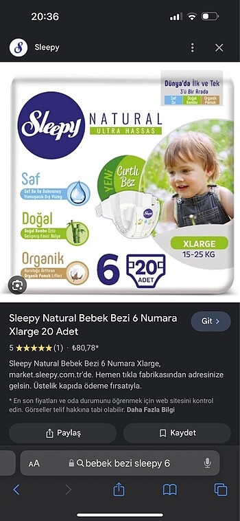 Bebek bezi 80 adet