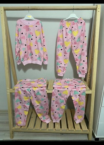 Pembe Baskılı Uzun Kollu Bebek Kız Takımı
