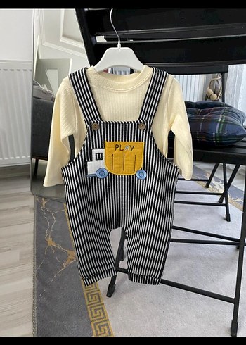 Gri Çizgili Erkek Çocuk Salopet