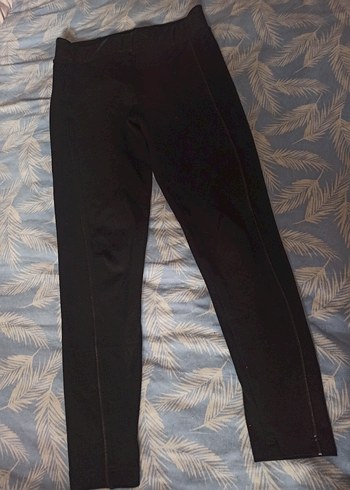 Deri Detaylı Siyah Kadın tayt- pantolon - Görsel 4