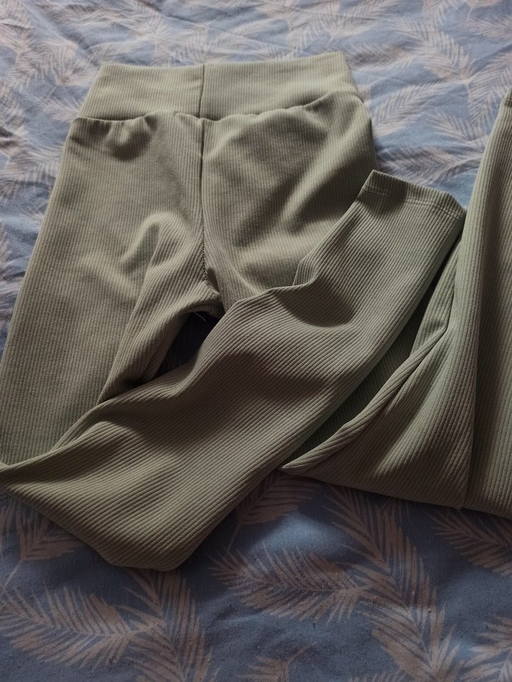 Açık yeşil fitilli Kadın Tayt - Görsel 3