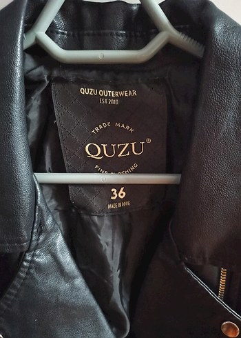 Kadın Siyah Deri Biker Ceket QUZU - Görsel 2