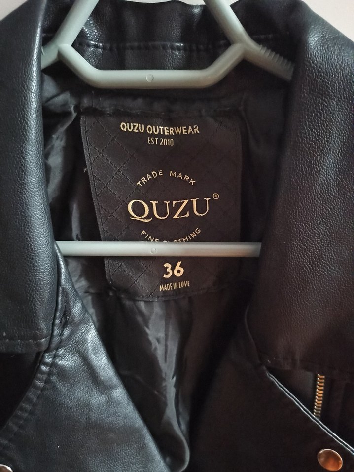 Kadın Siyah Deri Biker Ceket QUZU - Görsel 2