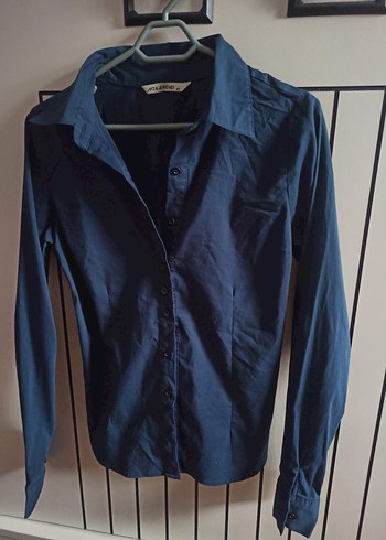 Kadın Lacivert Uzun Kollu Gömlek - Görsel 4