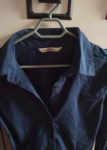 Kadın Lacivert Uzun Kollu Gömlek - Görsel 3