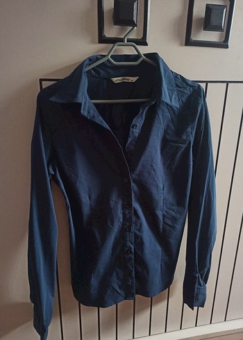 Kadın Lacivert Uzun Kollu Gömlek - Görsel 2