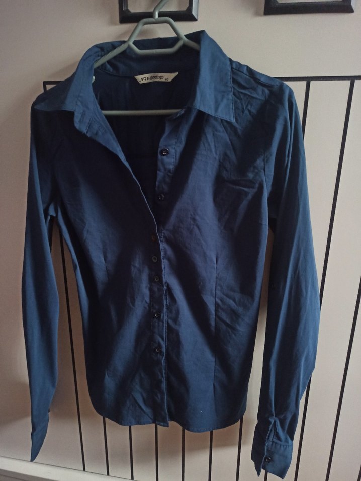 Kadın Lacivert Uzun Kollu Gömlek - Görsel 4