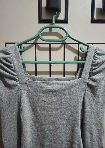 Gri Uzun Kollu Kadın Bluz - Görsel 2