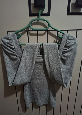 Gri Uzun Kollu Kadın Bluz - Görsel 3