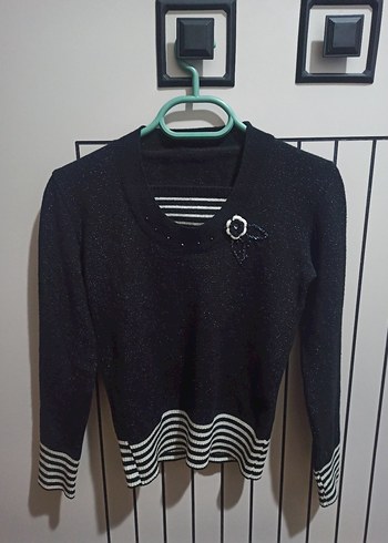 Siyah Örgü Kadın Kazak - Görsel 2