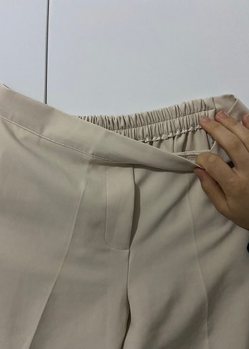 Bej Midi Kadın Kumaş Pantolon - Görsel 4