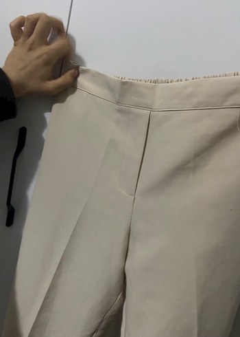 Bej Midi Kadın Kumaş Pantolon - Görsel 3