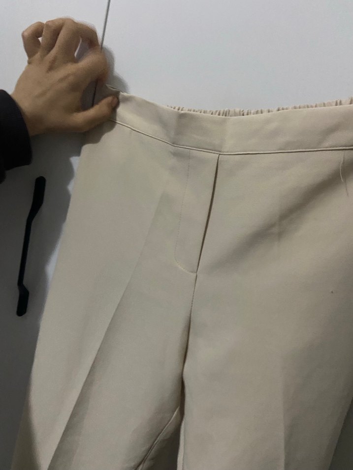 Bej Midi Kadın Kumaş Pantolon - Görsel 3