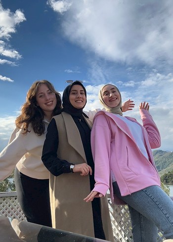 Pembe tunik boy hırka yırtmaç detaylı - Görsel 5