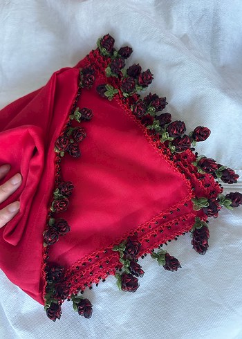 Bordo Fırfırlı Bohem El emeği çeyizlik hiç kullanılmamış sıfır ü - Görsel 2