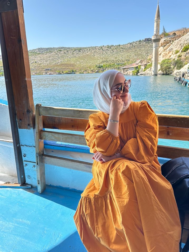 Bohem Tarzı Camel Uzun Kadın Elbise - Görsel 2