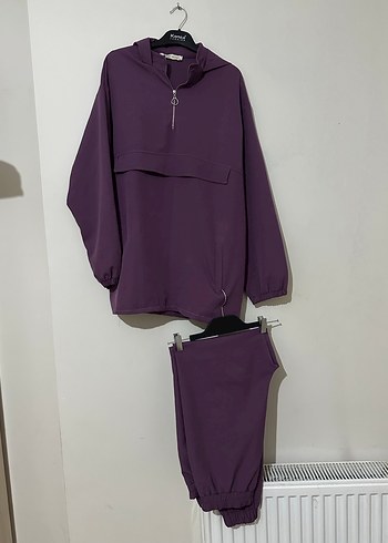 Mor Kapüşonlu Midi Hamile Ceketi - Görsel 4