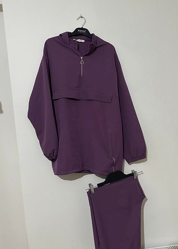 Mor Kapüşonlu Midi Hamile Ceketi - Görsel 3