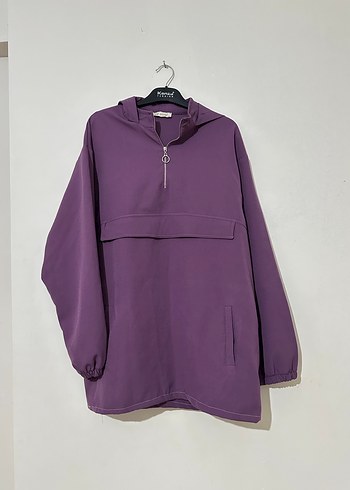 Mor Kapüşonlu Midi Hamile Ceketi - Görsel 2