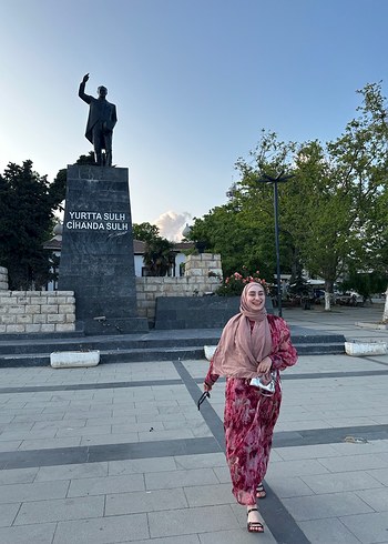 Uzun Bohem Burgonya Elbise - Görsel 5