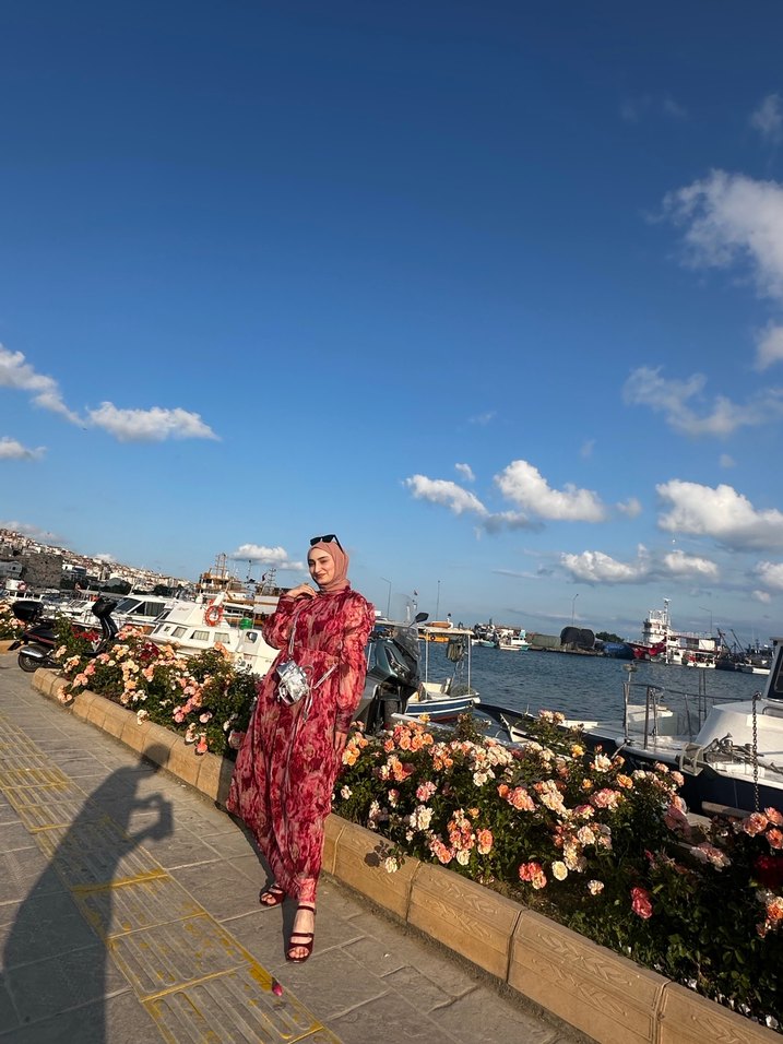 Uzun Bohem Burgonya Elbise - Görsel 2