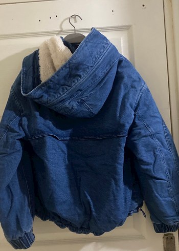 Bershka Kadın Mavi Denim Düğmeli Oversize Ceket
