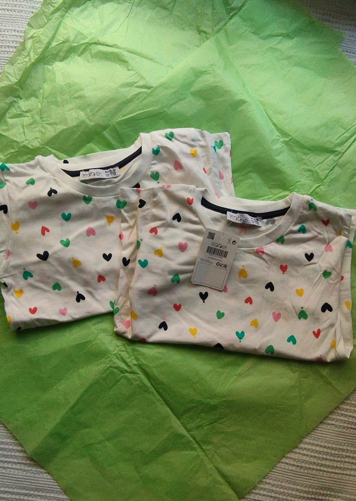 Renkli Kalp Baskılı Kız Tişörtü - Görsel 3