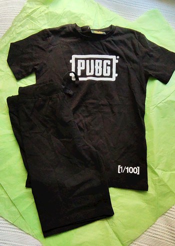 Siyah PUBG Baskılı Erkek Şort Takımı - Görsel 2