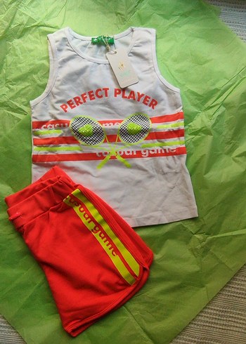 Çocuk Renkli Baskılı Spor Şort Takım - Görsel 2