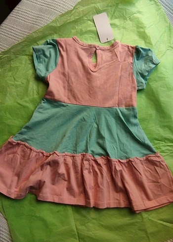 Kız Çocuk Pembe Renkli Fırfırlı Elbise - Görsel 4